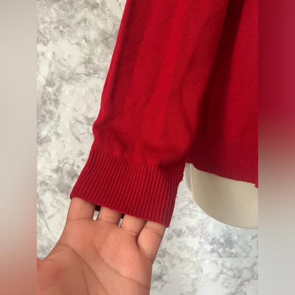 Croft & Barrow Vintage 90's Argyle Red Cardigan Knit Sweater size XL - Picture 2 of 8